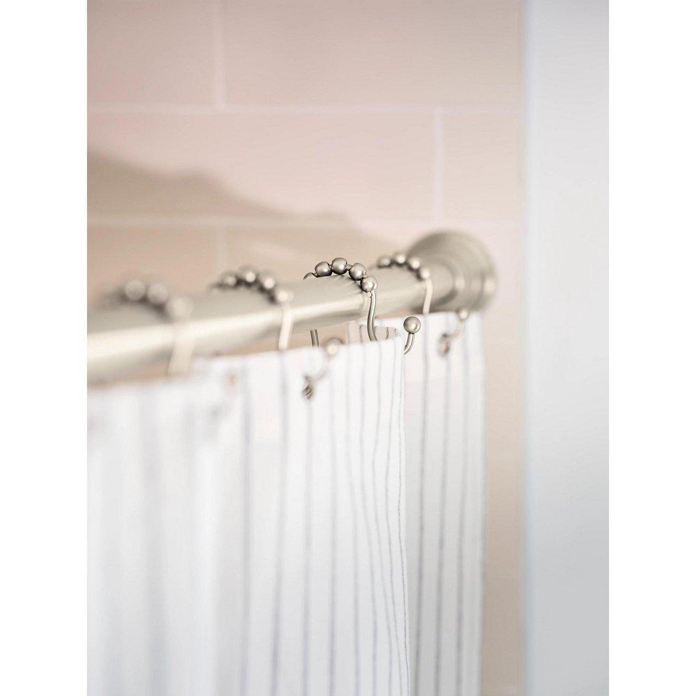 BRUSHED NICKEL ADJUSTABLE CURVED SHOWER ROD 