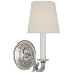 Single Wall Sconce, Polished Nickel with Linen Shade