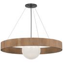 ARENA 42 RING & GLOBE CHANDELIER BRONZE & NATURAL OAK W/ WHITE GLASS
