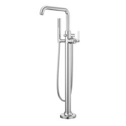 Single Handle Floor Mount Tub Filler with Hand Shower in Polished Chrome (Trim Only)