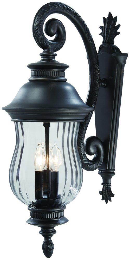 Minka Heritage&trade; 9-3/4 x 27-1/2 in. 120W 3-Light Wall Mount Candelabra E-12 Incandescent Outdoor Wall Lantern 