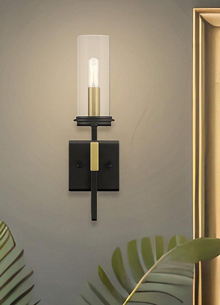 1-Light Wall Sconce in Sand Coal/Soft Brass 
