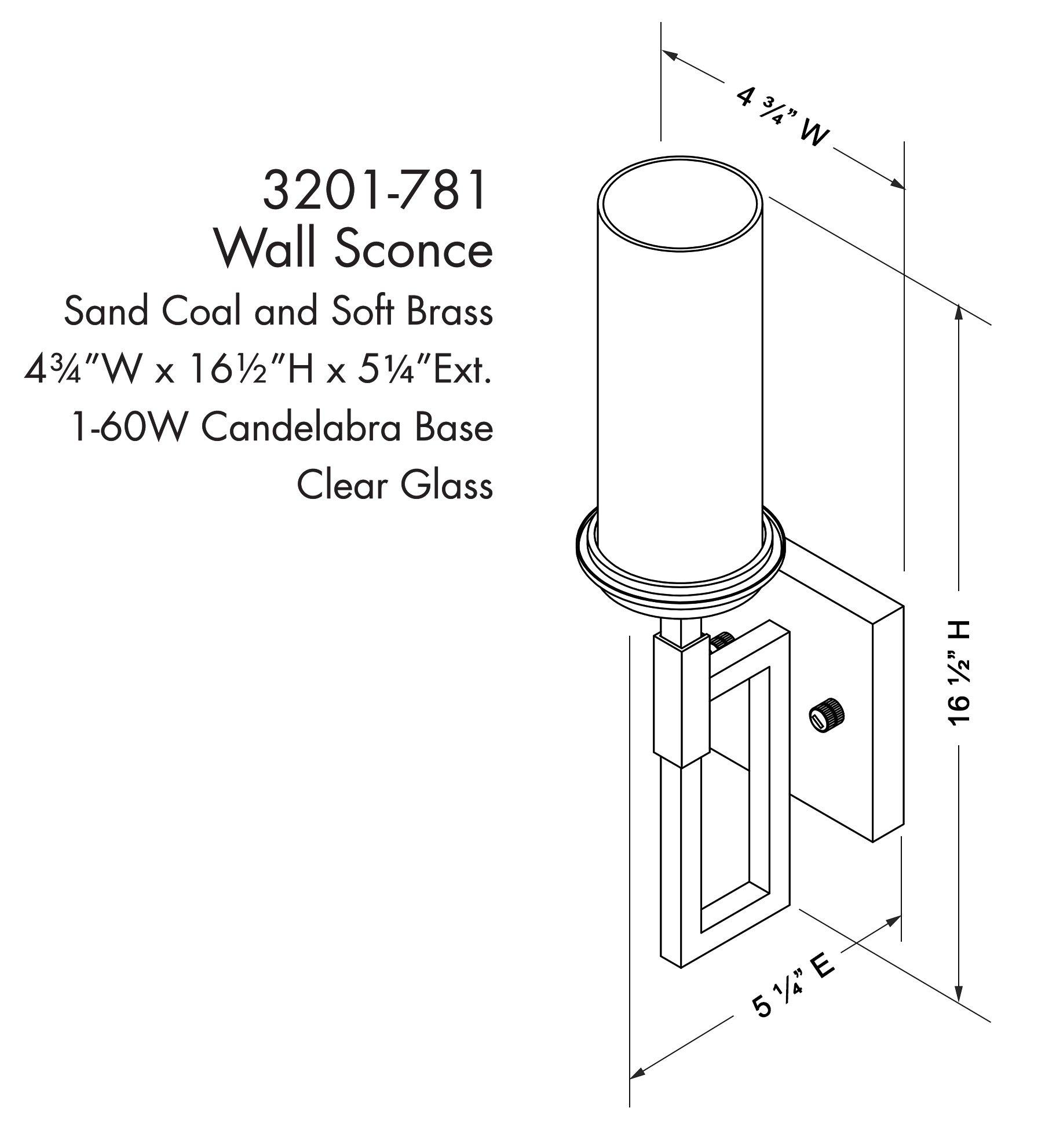 1-Light Wall Sconce in Sand Coal/Soft Brass 