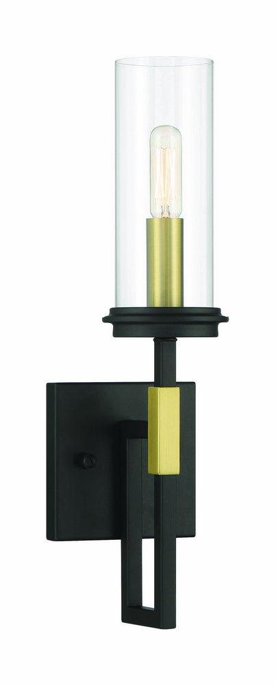 1-Light Wall Sconce in Sand Coal/Soft Brass 