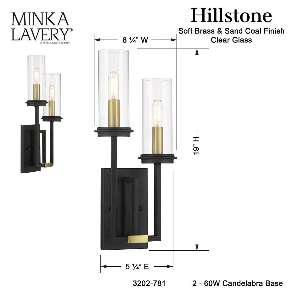2 Light 19 in. Tall Indoor Wall Sconce in Sand Coal/Soft Brass 