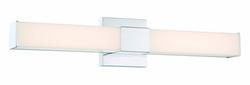 24 in. Wide Adjustable CCT LED Bath Bar with White Rectangular Shade in Chrome
