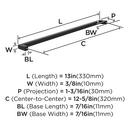 12-5/8 C-C BAR PULL MATTE BLACK *MONUMENT 