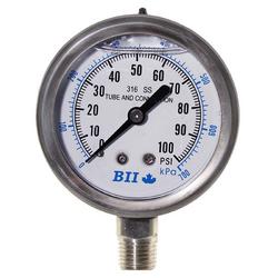 2-1/2" Face Stainless Steel General Purpose Lower Mount Pressure Gauge - 0-60PSI
