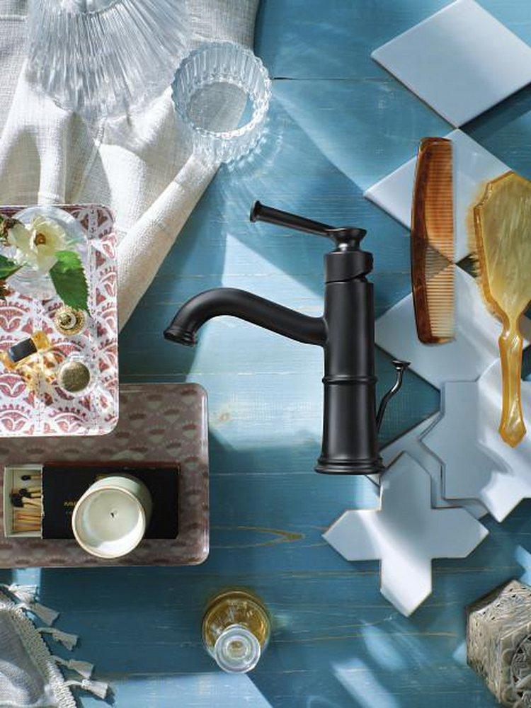 Moen Matte Black Single Handle Monoblock Bathroom Sink Faucet Lever Handle 