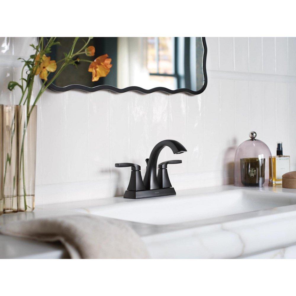 Moen Matte Black Two Handle Centerset Bathroom Sink Faucet 