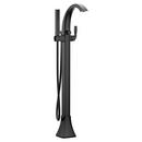 Single Handle Floor Mount Tub Filler with Hand Shower in Matte Black (Trim Only)