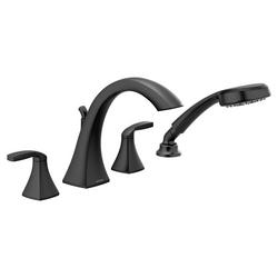 Two Handle Roman Tub Faucet with Hand Shower in Matte Black (Trim Only)