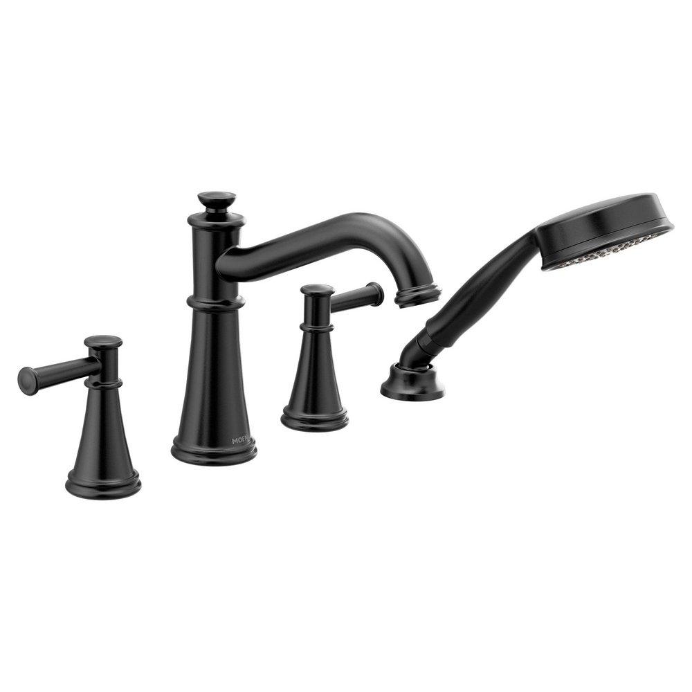 Moen Matte Black Two Handle Roman Tub Faucet with Handshower (Trim Only) 