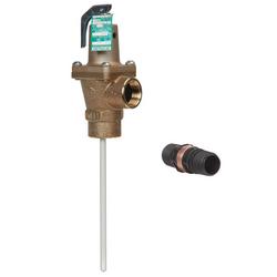 3/4 in 140x-8 bronze automatic reseating temperature and pressure relief valve 150 psi 210 degree f 8 in coated thermostat discharge line flood sensor included