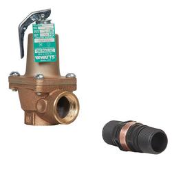 3/4 in 174a bronze boiler pressure relief valve 60 psi discharge line flood sensor included