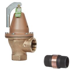 1 1/2 in 174a bronze boiler pressure relief valve 80 psi discharge line flood sensor included