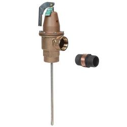 1 1/2 in 340-3 bronze automatic reseating temperature and pressure relief valve 125 psi 210 degree f 3 in ss thermostat discharge line flood sensor included