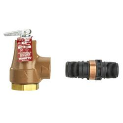 3/4 in 374a iron boiler pressure relief valve 50 psi forged brass inlet discharge line flood sensor included
