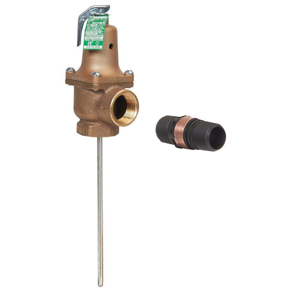 1 IN LF140S-3 LEAD FREE AUTOMATIC RESEATING TEMPERATURE AND PRESSURE RELIEF VALVE 150 PSI 210 DEGREE F 3 IN SS THERMOSTAT DISCHARGE LINE FLOOD SENSOR INCLUDED 