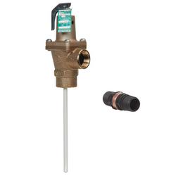 3/4 in lf140x-8 lead free automatic reseating temperature and pressure relief valve 75 psi 210 f 8 in coated thermostat discharge line flood sensor included