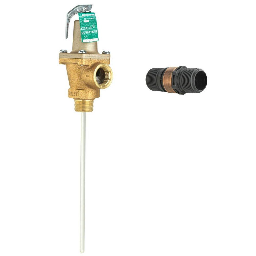 3/4 IN LF40XL-5 LEAD FREE AUTOMATIC RESEATING TEMPERATURE AND PRESSURE RELIEF VALVE 150 PSI 210 F 5 IN COATED THERMOSTAT DISCHARGE LINE FLOOD SENSOR INCLUDED 