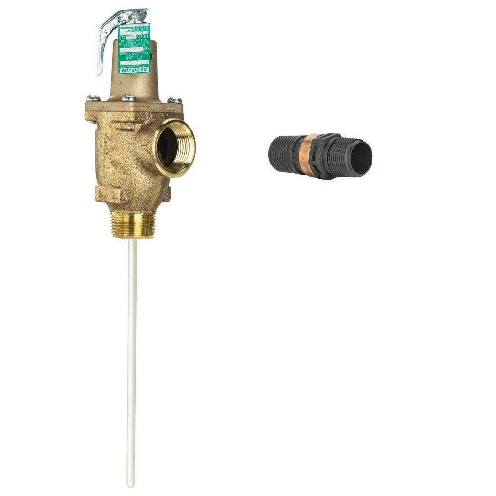 1 IN LF40XL-7 LEAD FREE AUTOMATIC RESEATING TEMPERATURE AND PRESSURE RELIEF VALVE 125 PSI 210 F 7 IN COATED THERMOSTAT DISCHARGE LINE FLOOD SENSOR INCLUDED 