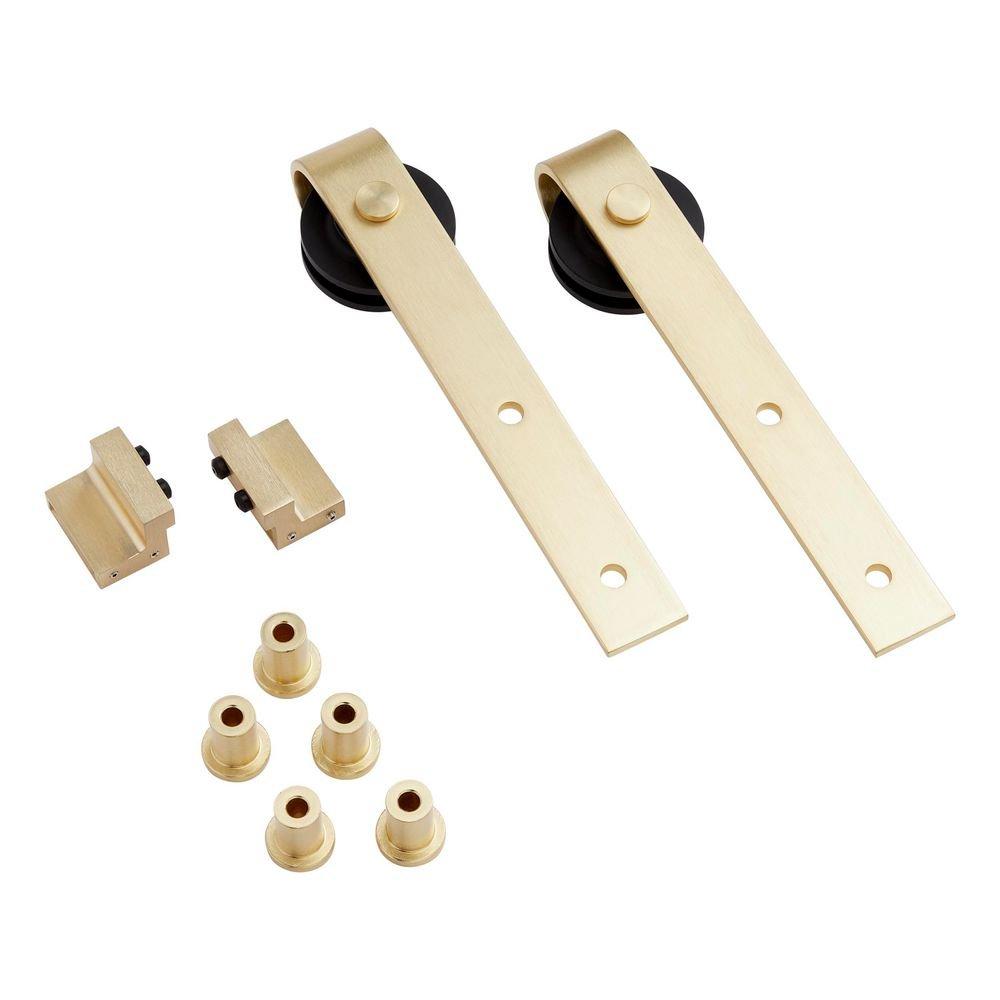 Signature Hardware Champagne Brass 120 in. 304 Stainless Steel Barn Door Bent Strap 
