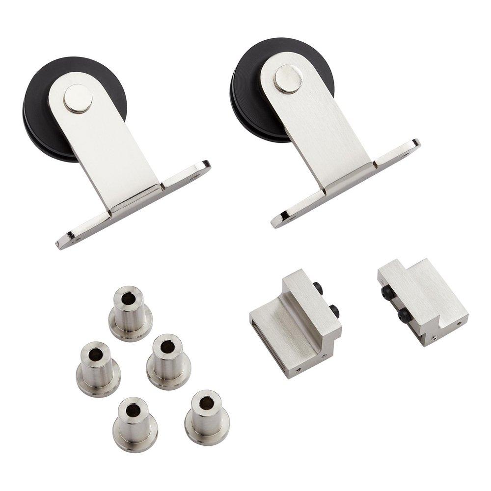 120 in. Top Mount Barn Door Hardware Kit in Satin Nickel 