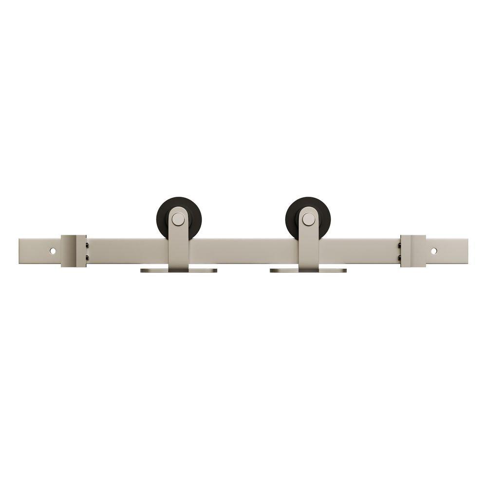78 in. Top Mount Barn Door Hardware Kit in Satin Nickel 