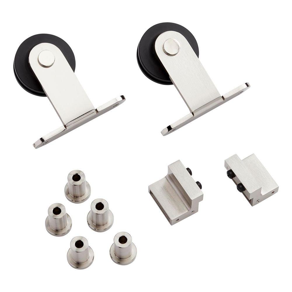 78 in. Top Mount Barn Door Hardware Kit in Satin Nickel 