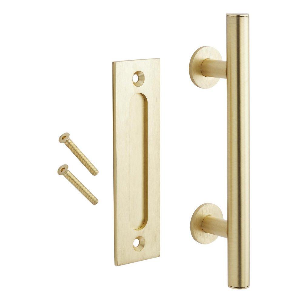 Barn Door Handle and Pull Set in Champagne Brass 