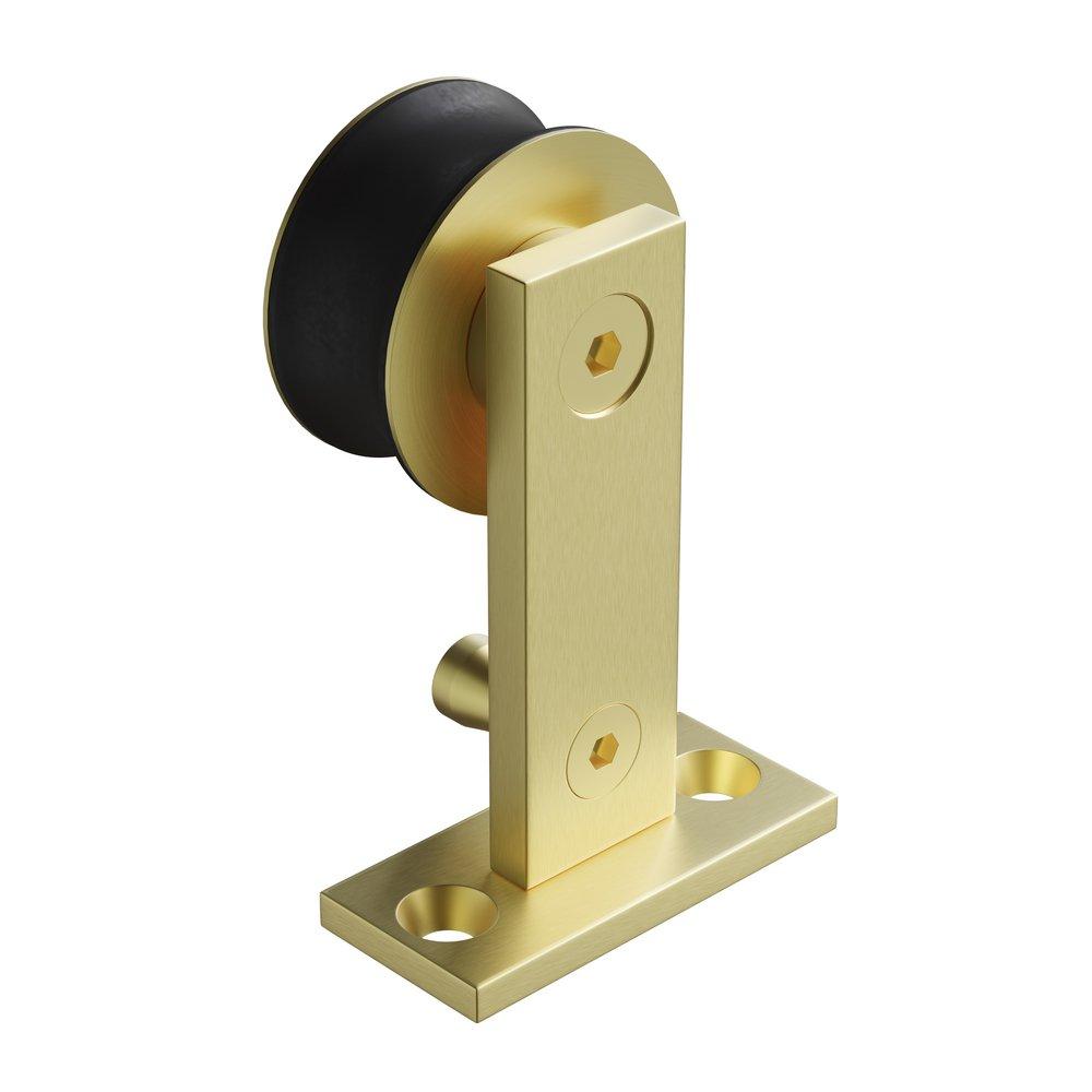 78 in. Single Roller Top-Mount Barn Door Hardware Kit in Champagne Brass 