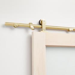 96 in. Single Roller Top-Mount Barn Door Hardware Kit in Champagne Brass