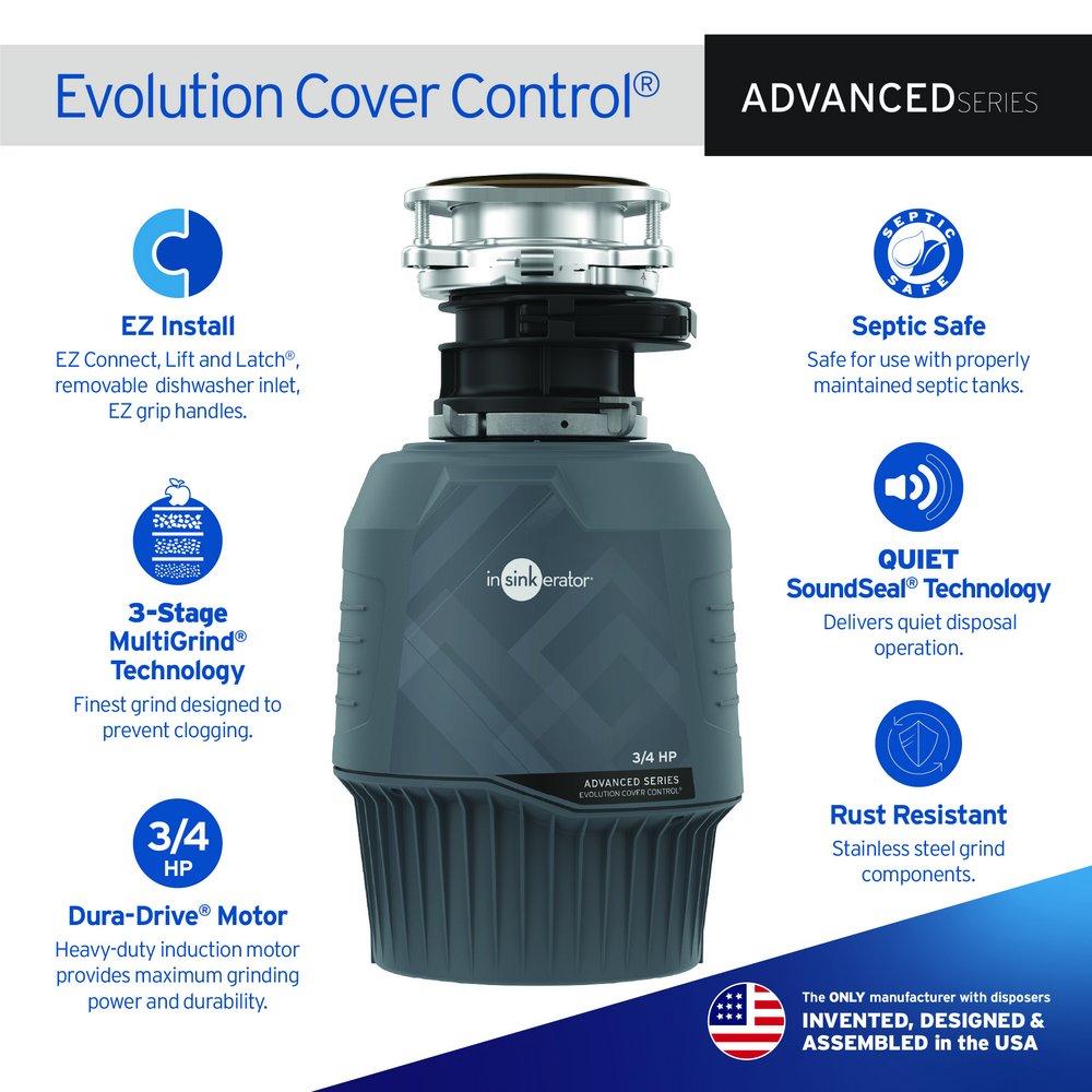 3/4 hp Cover Control Garbage Disposer 