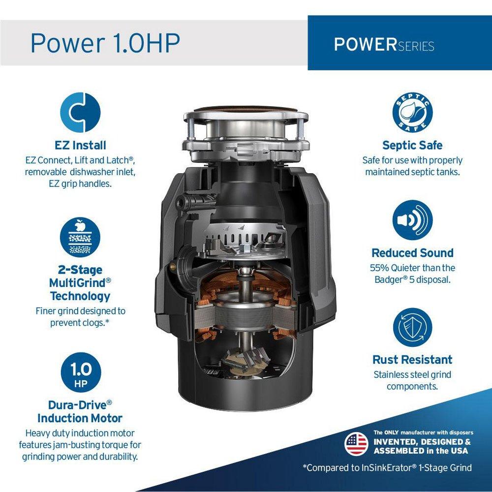 1 hp Continuous Feed Garbage Disposal 