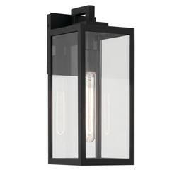 60W 1-Light 14in. Outdoor Wall Sconce in Textured Black