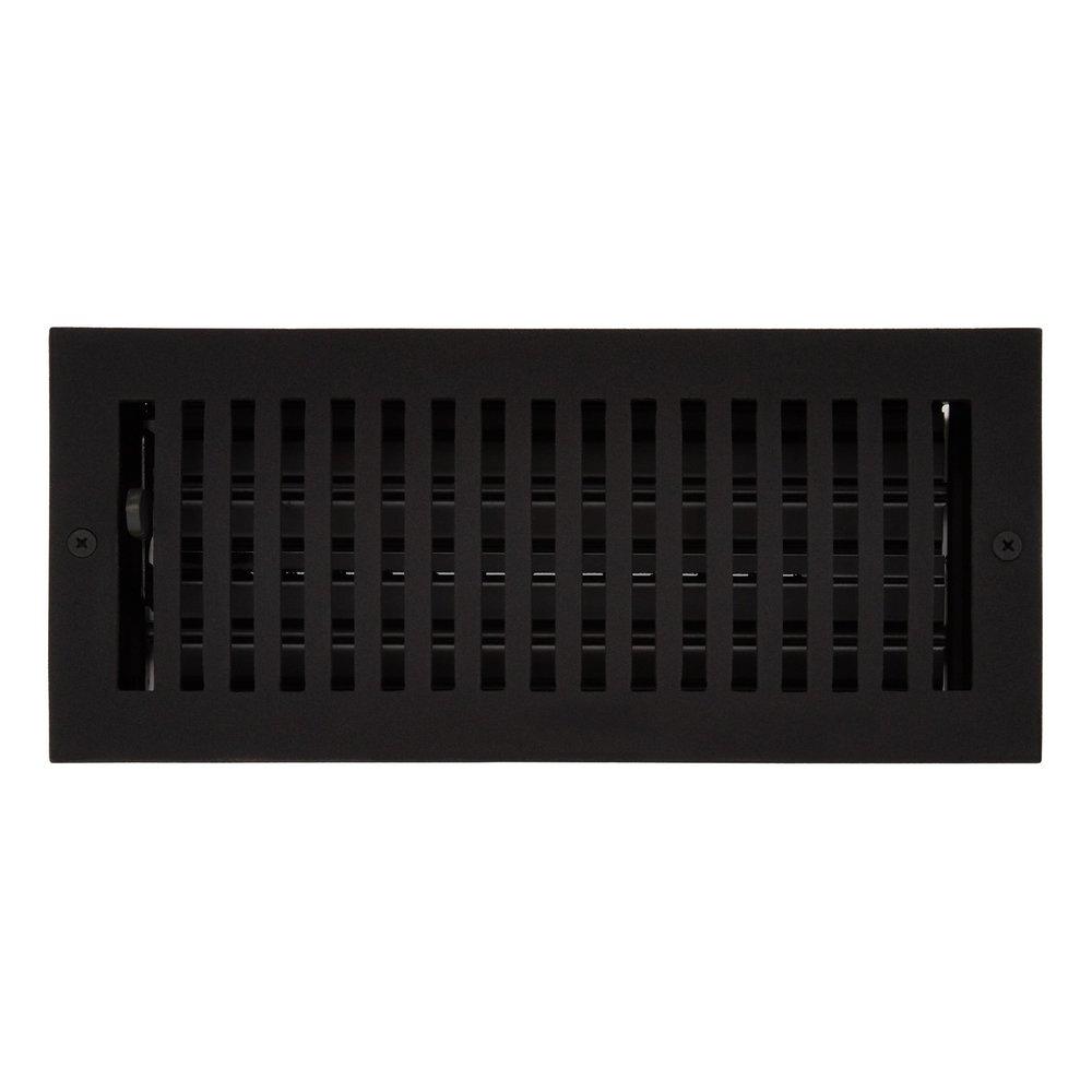 MODERN CAST IRON OVERSIZED FLOOR REGISTER - BLACK POWDER COAT - 4 X 10 5-1/4 X 11-5/16 OVERALL 