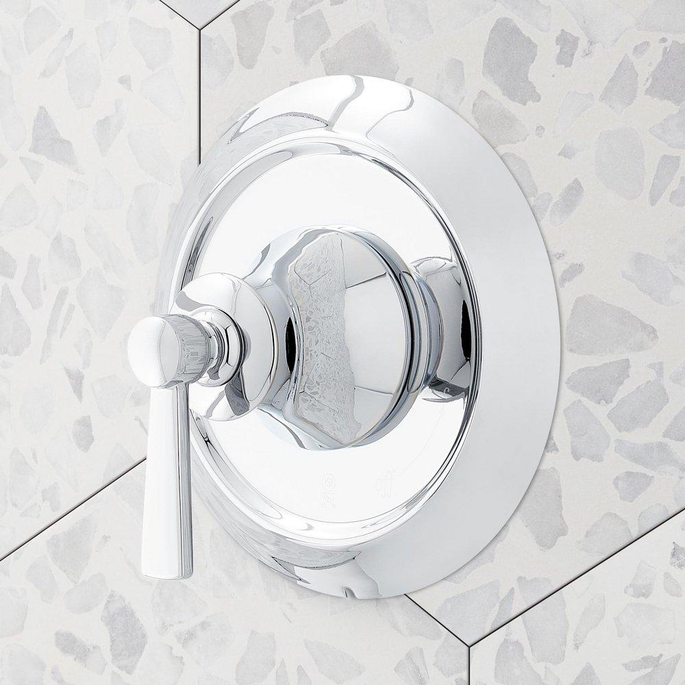 Pressure Balanced Shower System in Chrome with Shower Head, Hand Shower, Slide Bar, Shower Arm, Hose, and Valve Trim 