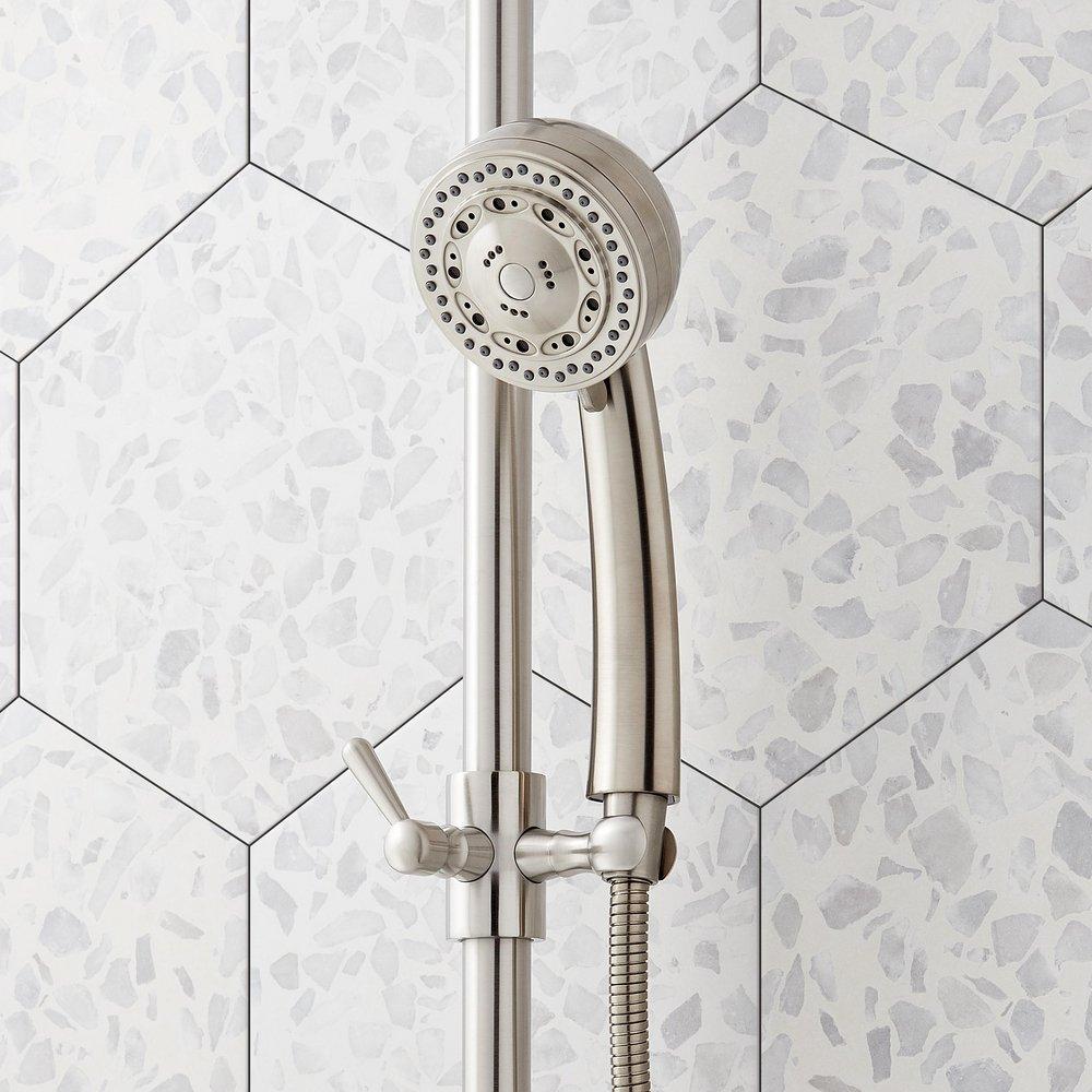 PENDLETON PRESSURE BALANCE SHOWER SYSTEM WITH SLIDE BAR AND HAND SHOWER - BRUSHED NICKEL 