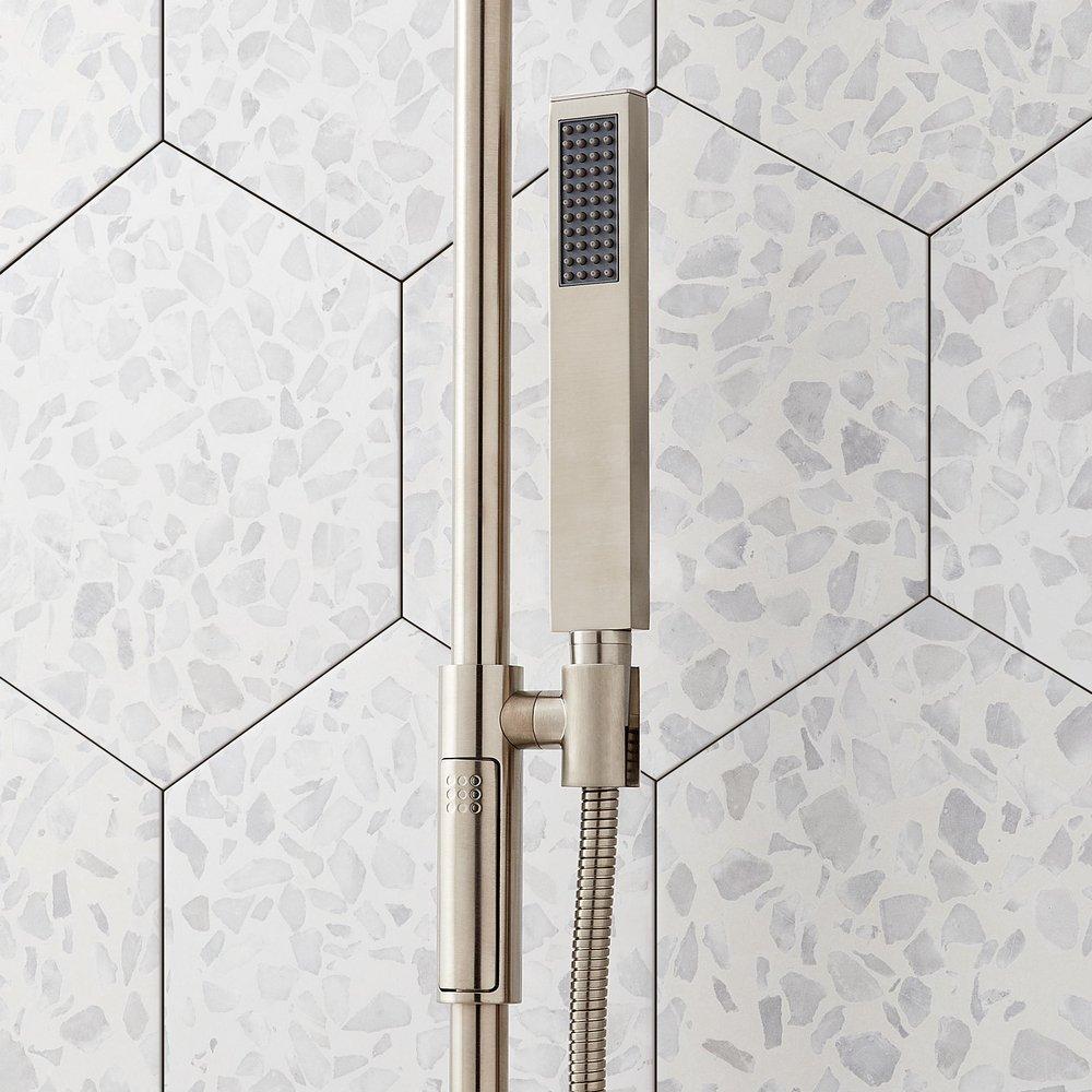 VILAMONTE PRESSURE BALANCE SHOWER SYSTEM WITH SLIDE BAR AND HAND SHOWER - BRUSHED NICKEL 