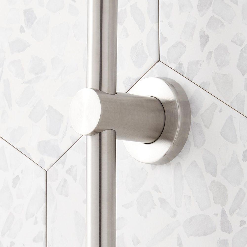 20 in. Shower Rail Set in Brushed Nickel - Hand Shower, Hose and Showerhead Included 