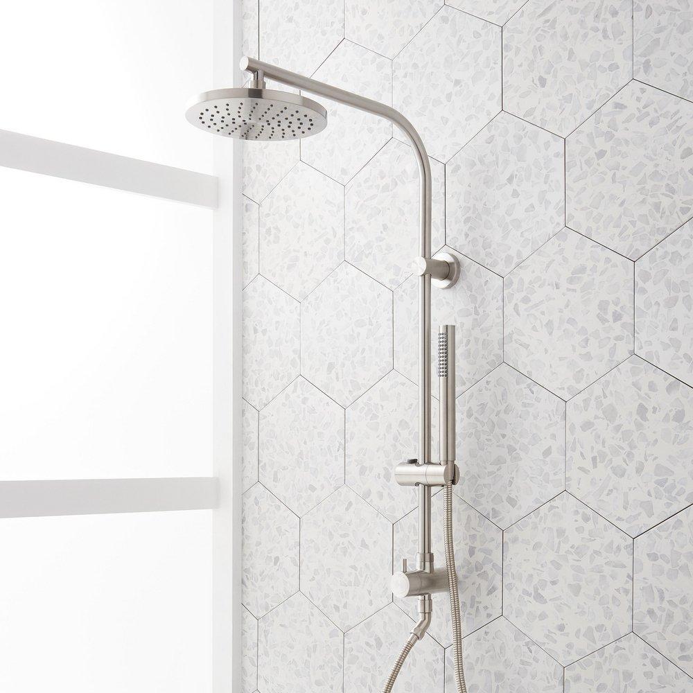 RETROFIT EXPOSED PIPE SHOWER SET - BRUSHED NICKEL 