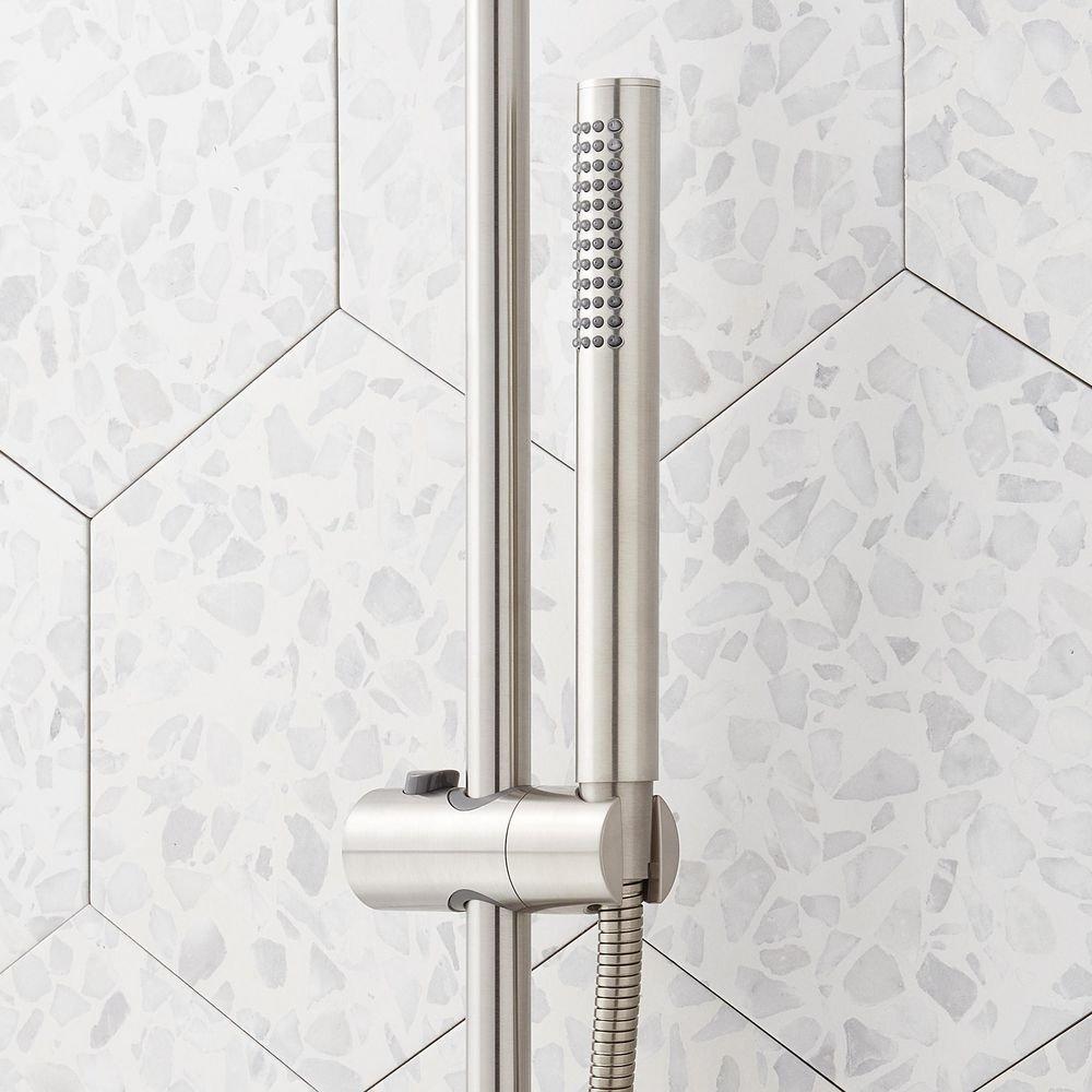 20 in. Shower Rail Set in Brushed Nickel - Hand Shower, Hose and Showerhead Included 