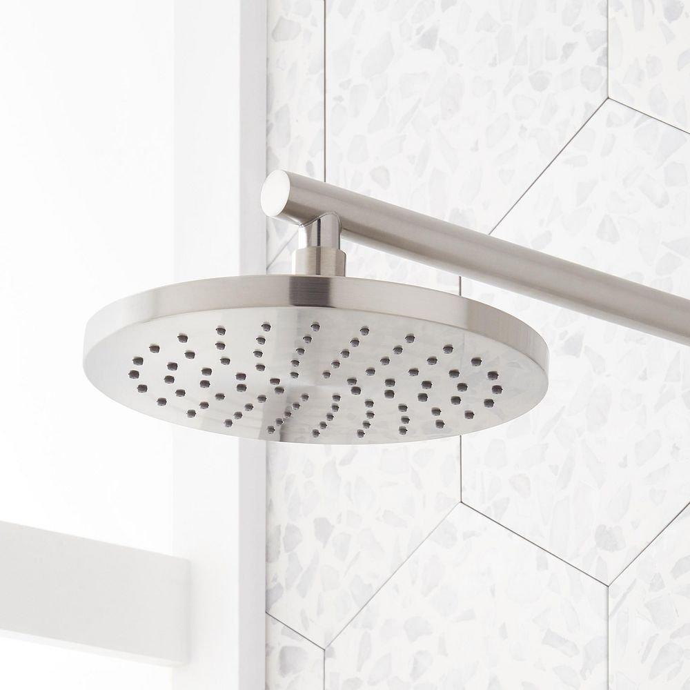 20 in. Shower Rail Set in Brushed Nickel - Hand Shower, Hose and Showerhead Included 