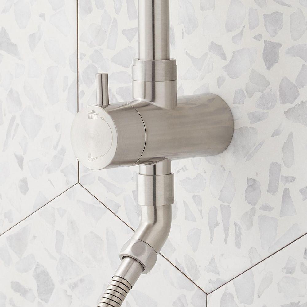 20 in. Shower Rail Set in Brushed Nickel - Hand Shower, Hose and Showerhead Included 