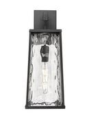 60W Incandescent 1-Light 19.75in. Outdoor Wall Sconce in Black / Clear Water?Textured Glass 