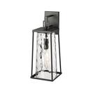 60W Incandescent 1-Light 19.75in. Outdoor Wall Sconce in Black / Clear Water?Textured Glass 