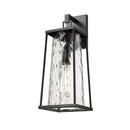 60W Incandescent 1-Light 19.75in. Outdoor Wall Sconce in Black / Clear Water?Textured Glass 