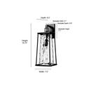 60W Incandescent 1-Light 19.75in. Outdoor Wall Sconce in Black / Clear Water?Textured Glass 
