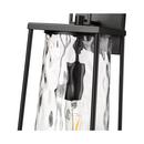 60W Incandescent 1-Light 19.75in. Outdoor Wall Sconce in Black / Clear Water?Textured Glass 